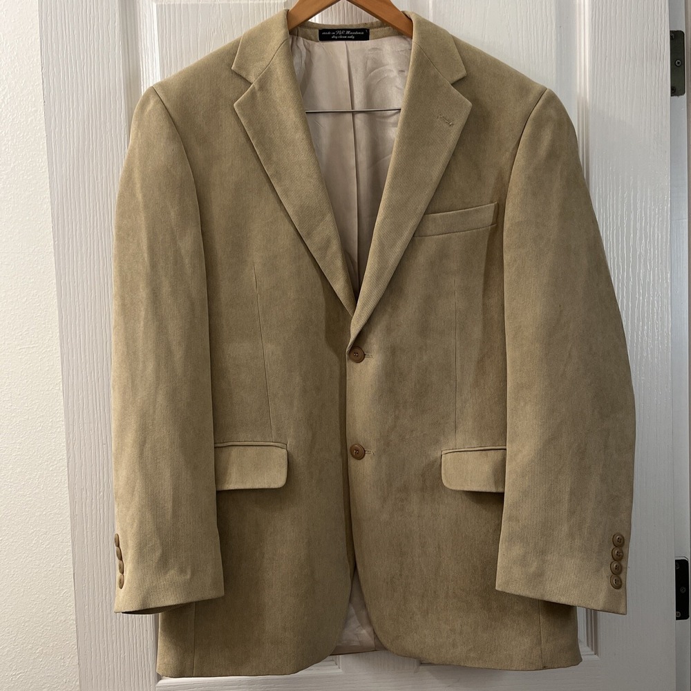 Gianfranco Ruffini Italy Sport Coat Mens 40R Tan Faux Suede Business Casual